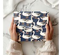 Goose Wrapping Paper - Watercolour Farm Animal Gift Wrap - Country Style Birthday Baby Shower Present Paper Rustic Nature Lovers - W74 (Navy, Large - 58 x 85cm / 22.8" x 33.4" inches)
