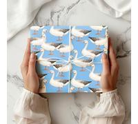 Goose Wrapping Paper - Watercolour Farm Animal Gift Wrap - Country Style Birthday Baby Shower Present Paper Rustic Nature Lovers - W74 (Cornblue, Small Sheet - 30 x 40cm/ 11.8" x 15.7" inches)