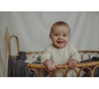 Gooseberry Fool Lightweight Organic Cotton Knit Jumper - cream - 6-12 - without crochet trim