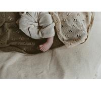 Gooseberry Fool Lightweight Organic Cotton Knit Trousers - sand - 12-18 - with crochet trim