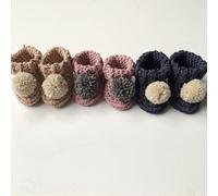 Gooseberry Fool Organic Cotton Pom Pom Booties - 12-18 - Ink