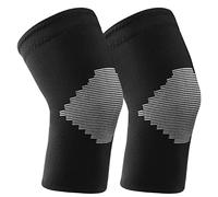 Goosehill Knee Supports 2Pack, Compression Breathable Knee Support Brace, Non-Slip Joint Protection Knee Support for Men & Women, Knee Brace Support for Running, Sports, Knee Pain Relief Black