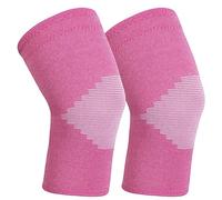 Goosehill Knee Supports 2Pack, Compression Breathable Knee Support Brace, Non-Slip Joint Protection Knee Support for Men & Women, Knee Brace Support for Running, Sports, Knee Pain Relief Pink