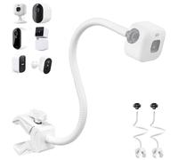 Gooseneck Clamp Camera Mount 1/4"-20 Screw with Adapters for Handlebar,Cross Bar,Shelf,Tabletop,Tube,Compatible with Wyze/Reolink/Nest/SimpliSafe/Arlo/eufyCam/Blink Mini 2K+,2 Pack White