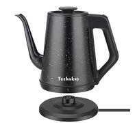 Gooseneck Electric Kettle 1.0L, 1000W Quick Heat-Up In 3 Min, 100% Stainless Steel Tea Kettle, Pour Over Coffee Kettles For Office/Travel/Kitchen, Auto Shut-Off Protection, Black Star Design, BPA-Free