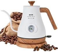Gooseneck Electric Kettle, 1350W Stainless Steel Coffee Kettle with Visual Temperature Control, Anti-Dry Burn Protection, Fast Heating, 1000ml Capacity