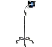 Gooseneck Floor Stand - CTA Heavy-Duty, Secure and Height-Adjustable Gooseneck Floor Stand for iPad 7th/ 8th/ 9th Gen 10.2", iPad Air, Surface Pro 4, & Other 7-13" Tablets, (PAD-SHFS) - Silver