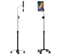 Gooseneck Floor Stand - CTA’s Compact, Adjustable Gooseneck with Swivel Casters for iPad 7th/ 8th/ 9th Gen 10.2”, iPad Air 4, 12.9”, Surface Pro, Zebra & Other 7-13” Tablets (PAD-CGS)