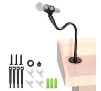 Gooseneck Mic Stand -19" Podium Microphone Holder, Heavy Duty Adjustable Desk/Wall Mount Flexible Arm with Flange Mount, Compatible with Dynamic Mics for Podcast, Studio, Lecture, Gaming, Streaming