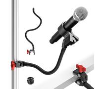 Gooseneck Microphone Stand, 19.69" Adjustable Mic Clip with 3/8" to 5/8" Adapter, Heavy Duty Metal Super Crab Desk & Pole Clamp Mic Holder Compatible with Shure/Fifine/AT2020/Pyle/Blue Snowball/Razer