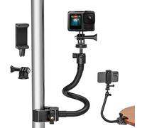 Gooseneck Mount for Camera with Jaws Flex Clamp, Compatible with GoPro Hero, DJI Osmo, Insta360, and Other Action Cameras, with Adjustable Arm for Vlogging and Video Recording
