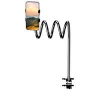 Gooseneck Phone Holder - Flexible Long Arm Stand, Adjustable Clamp Mount, Stable Device Bracket | Handsfree Viewing Desk Wall Headboard Recliner Chair Bike Dorm Streaming Reading Accessibility