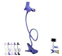 Gooseneck Phone Holder For Bed, Cell Phone Mount Clamp Clip, Flexible Long Arm Overhead Cellphone Mount, Bedside Lazy Bracket, Cellphone Stand For Desk, Table, Headboard(Blue)