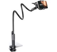 Gooseneck Phone Holder, Lamicall Flexible Holder for Bed - Lazy Arm 360 Adjustable Clamp Bracket for iPhone 17 16 15 14 Pro Max Air Plus, 13 12 11 Pro Max Mini, Xs XR, Samsung S23, Smartphones - Black