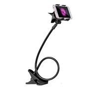 Gooseneck Phone Holder Stand for Bed Flexible Arm Adjustable Phones Mount Clamp on Desk Bedframe Compatible with All Devices,Gooseneck Phone Holder,Flexible 360 Overhead Phone Mount Clip (Black)