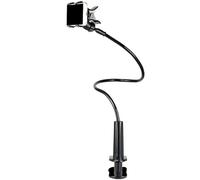 Gooseneck Phone Holder with Non-Slip Clip - Adjustable Stand for Filming, Bed, Desk - Portable Universal Mount for Bedroom, Office, Car - Black