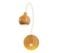 Gooseneck Reading Wall Light with Switch, Led 3W Bedside Wall Lamp Warm White 6000K Adjustable Wall Sconce Solid Wood Wall-Mounting Task Light,White,Cold White