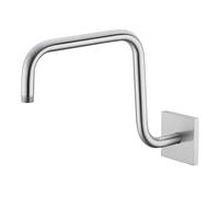 Gooseneck Shower Arm High Rise Stainless Steel Extension | Concealed Wall Mount, Square Flange, 33.5cm / 13inch Bath Replacement Pipe