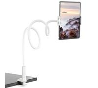 Gooseneck Tablet Holder Cell Phone Holder, Universal 360° Flexible Tablet Stand, Lazy Arm Stand Clamp Mount Bracket Bed for iPad Mini/Air, Samsung Galaxy Tab and 4.0-10.5" Devices(White)