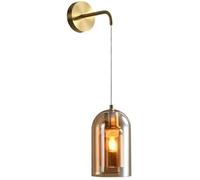 Gooseneck Wall Lamp Black Industrial Vintage Farmhouse Wall Sconcesd Rustic Wall Light Amber Smoke Gray Glass Mid Century Modern Wall Mounted for Bedroom Kitchen Living Room Porch/Smoke Gray