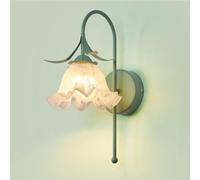 Gooseneck Wall Sconce with Green Flower Aent White E27 Wall Lamp Mid Century Vintage French Country Lighting for Kitchen Island Garden Restaurant Ambient Light