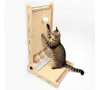 Goosheep L Shaped Cat Scratching Post, 23.2" Tall Sisal & Wooden Base Cat Scratcher Board for Indoor Cats, Sturdy Vertical Cats Scratching Pad Protects Furniture