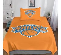 GOOSMI New York Knicks 3D Print Duvet Cover Quilt Cover Set with Zipper Closure Soft Microfiber 2 Pieces NBA Team Logo Comforter Cover Bedding Sets with Pillowcase for Boys Girls Single(135x200cm)