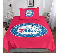 GOOSMI Philadelphia 76ers Duvet Cover for Adults Kids Bedding Set with Pillowcase Soft Microfiber NBA Team Logo Quilt Cover 2 Pieces Set 3D Print Comforter Cover with Zipper Single(135x200cm)
