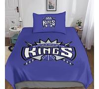 GOOSMI Sacramento Kings 3D Print Quilt Cover with Zipper Closure 2 Pieces NBA Team Logo Duvet Cover Hypoallergenic Soft Microfiber Bedding Set with Pillowcase Comforter Cover Single（135x200cm）