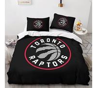 GOOSMI Toronto Raptors 3D Duvet Cover Microfibre Soft NBA Team Logo Quilt Cover Easy Care Bedding Sets with Pillowcase Comforter Cover 3 Pieces Set with Zipper Closure for Boys Girls King（220x240cm）