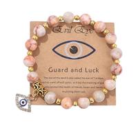 GOOTHDY Sophisticated Rose Equid Stone Sphere Malocchio Charm Modifiable Mixture Bangle Excellent for Multiple Instances Mysterious Devil Organ of Sight Hand Chain