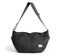 GOOTIUM Canvas Crescent Bag, Hobo Crossbody Bag for Men and Women, Durable Casual Shoulder Messenger Bag with Contrast Lining, Black