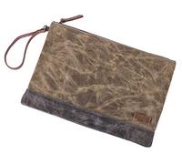 Gootium Canvas Zipper Pouch Vintage Multipurpose Organizer Files Envelope Wallet Holder A4 Size, Khaki