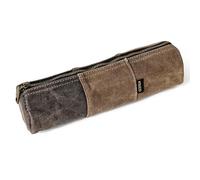 GOOTIUM Waxed Canvas Pencil Pouch - Vintage Zippered Stationery Organizer for Pens, Pencils, and Accessories Handmade Multi-Purpose Utility Case, Tan
