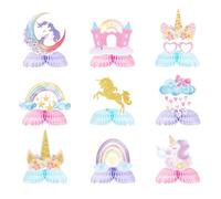 GooTPa Unicorn Birthday Party Decorations, 9Pcs Rainbow Unicorn Honeycomb Centerpieces Party Table Decors for Kids Girls Baby Shower Birthday Party Supplies