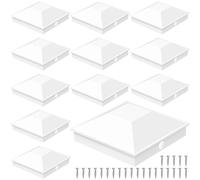Goovilla 4x4 Post Caps White(Actual 3.5" x 3.5"), 12 Pack Fence Post Caps with 24 Screws and Easy Installation,Sturdy Waterproof Plastic Deck Post Caps with Frosted Finishing Touch, Protect Wood Post