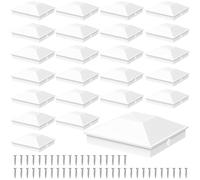 Goovilla 4x4 Post Caps White(Actual 3.5" x 3.5"), 24 Pack Fence Post Caps with 48 Screws and Easy Installation,Sturdy Waterproof Plastic Deck Post Caps with Frosted Finishing Touch, Protect Wood Post