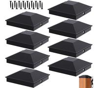 Goovilla 6x6 Post Caps Black(Actual 5.5" x 5.5"), 8 Pack Fence Post Caps with 16 Screws and Easy Installation, Sturdy Waterproof Plastic Deck Post Caps with Frosted Finishing Touch, Protect Wood Post