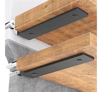 Goovilla Heavy Duty Floating Shelf Brackets 8 Inch for 2×4” Wood Stud, 4 Pack L Brackets for Shelves or Shelving, Black Coated Metal Shelf Hardware with 160 lb. Load Capacity and Easy Installation