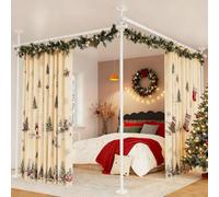 Goovilla Room Divider for Room Separation, Tension Curtain Rods No Drilling, 4-10ft(H) 28-114inch(W) Adjustable Temporary Privacy Wall Divider, Heavy Duty Freestanding Space Partition Separator, White