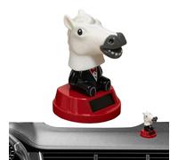 Goowafur Dashboard Figurines | Solar-Powered Cute Horse Head Desk Decor - Car Animal Dashboard Figurine Statue,for Vehicle Truck SUV Sedan Desk Shelf Window Party Home Office