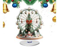 Goowafur Ferris Wheel Decor,2D Ferris Wheel Centerpieces - Rotating Base Table Christmas Decorations with Tree Design | for Tired Tray Winter Party Wedding Thanksgiving Holiday Fireplace House