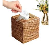 Goowafur Rattan Tissue Box | Rattan Tissue Box Holder,Boho Decorative Facial Tissue Holder, Portable Napkin Box Dispenser for Kitchen, Offices, Bathroom