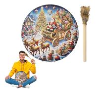 Goowafur Shaman Drum, 10 Inches Christmas Sound Healer Shaman Drum with Drum Stick, Home Decorations, Spiritual Instrument for Reflection Meditation