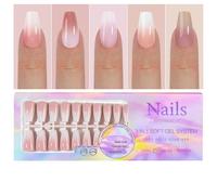 Goowafur Short False Nails | 15 Sizes Reinforced False Gradient Nails Color Nail Tips | Elegant Fake Finger Nails Fake Nails for Home Manicure Store