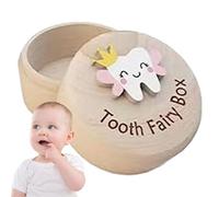 Goowafur Tooth Box,Cute Carved Wooden Box for Baby Teeth - Keepsake for Boy or Girl, Teeth Container for Birthday Baby Shower, Tooth Saver