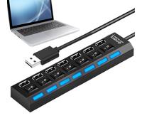 Goowafur USB Splitter, Multiple Port Expander, Multipurpose USB Hub with Individual Button for Video Editing Trading Desk Remote Work Travel Classroom Co-Working Space Studio