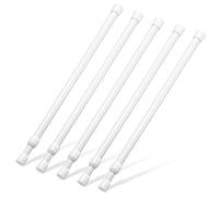 GOOWIN 40-70cm Tension Rod,5 Pcs Tension Rods for Curtains,No Drilling Spring Adjustable Small Tension Rod for Curtain,Bookshelf,Cupboard,Wardrobe Bar(White/Diameter:16mm)
