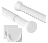 GOOWIN Shower Curtain Pole,80-165 cm Extendable Shower Curtain Pole,Non-Slip Shower Curtain Rod No Drilling & Rust-Resistance Metal Spring Tension Rod for Bathroom Wardrobe Window (1PC/White)