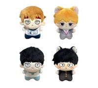 Gooyeh Anime Mob Plush Kageyama Shigeo Figure Stuffed Reigen Arataka Pillow 10cm Cartoon Keychain Colletion Backpack Decoration for Fans 4PCS